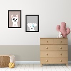 Kit 2 Quadros Infantis Cachorrinhos 24x18cm Moldura:madeira B