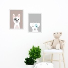 Kit 2 Quadros Infantis Cachorrinhos 45x34cm - Com Vidro Moldu