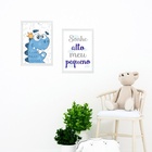 Kit 2 Quadros Infantis Dinossauro Sonhe Alto 33x24cm Moldura: