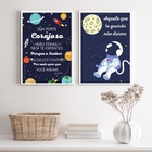 Kit 2 Quadros Infantis Evangélicos Tema Espacial 33x24cm Mold