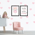 Kit 2 Quadros Infantis Fadinha- Sonhe Alto 24x18cm Moldura:ma