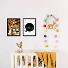 Kit 2 Quadros Infantis Laranja E Preto - Safari 33x24cm - Com