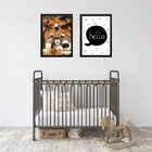 Kit 2 Quadros Infantis Laranja E Preto - Safari 45x34cm Moldu