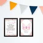 Kit 2 Quadros Infantis Menina Borboleta Rosa - Cristão 33x24c