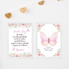 Kit 2 Quadros Infantis Menina Borboleta Rosa - Cristão 45x34c