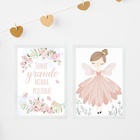 Kit 2 Quadros Infantis Menina Borboleta - Sonhe Grande 33x24c