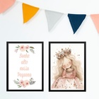 Kit 2 Quadros Infantis Menina Princesa - Sonhe Alto 33x24cm -