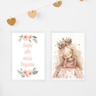 Kit 2 Quadros Infantis Menina Princesa - Sonhe Alto 45x34cm M