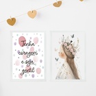 Kit 2 Quadros Infantis Menina - Tenha Coragem Seja Gentil 45x