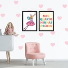 Kit 2 Quadros Infantis Meu Quarto Minhas Regras 24x18cm Moldu