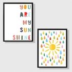 Kit 2 Quadros Infantis My Sunshine 45x34cm - Com Vidro Moldur
