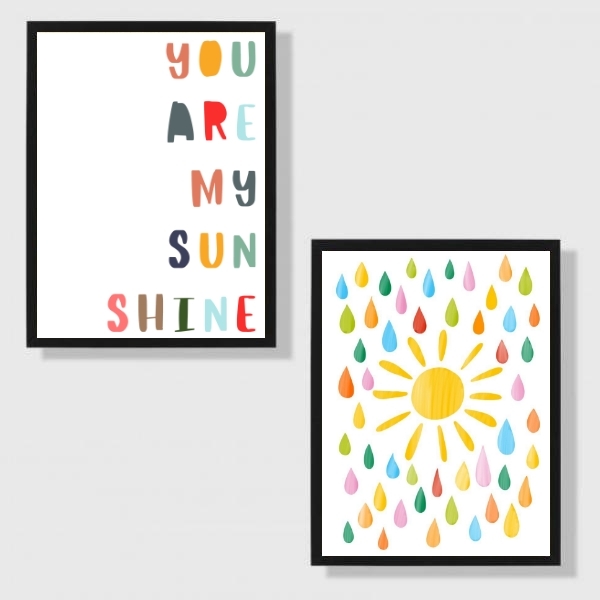 Kit 2 Quadros Infantis My Sunshine 45x34cm Moldura:madeira Pr