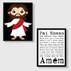 Kit 2 Quadros Infantis Oração Pai Nosso 33x24cm - Com Vidro M