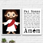 Kit 2 Quadros Infantis Oração Pai Nosso 45x34cm Moldura:madei