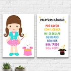 Kit 2 Quadros Infantis Palavras Mágicas 45x34cm - Com Vidro M