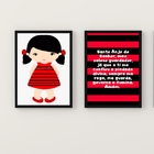 Kit 2 Quadros Infantis Torcedora Flamenguista 33x24cm - Com V