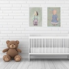 Kit 2 Quadros Infantis Ursinhos Clássicos Vintage 45x34cm - C