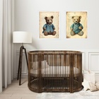 Kit 2 Quadros Infantis Ursos Vintage Clássico 24x18cm - Com V