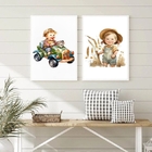 Kit 2 Quadros Infantis Vintage Unissex 45x34cm Moldura:madeir