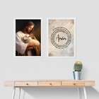 Kit 2 Quadros Jesus Com Ovelha - Pai Nosso 33x24cm Moldura:ma