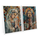 Kit 2 Quadros Jesus E Maria Orando Efeito 3d De Mosaico De La