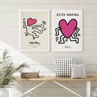 Kit 2 Quadros Keith Haring Heart Love 24x18cm - Com Vidro Mol
