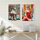 Kit 2 Quadros Lanchonete Vintage 24x18cm - Com Vidro Moldura