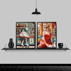 Kit 2 Quadros Lanchonete Vintage 33x24cm - Com Vidro Moldura