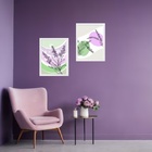 Kit 2 Quadros Lavanda - Lilás E Verde 45x34cm Moldura Preta