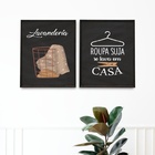 Kit 2 Quadros Lavandería Chalkboard 33x24cm - Com Vidro Moldu