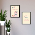 Kit 2 Quadros Lavanderia Mágica Da Mamãe 45x34cm - Com Vidro