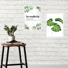 Kit 2 Quadros Lavanderia - Plantas 24x18cm - Com Vidro Moldur