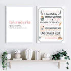 Kit 2 Quadros Lavanderia Soft - Rosa 33x24cm - Com Vidro Mold