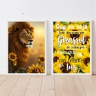 Kit 2 Quadros Leão Que Eu Seja Como O girassol 24x18cm Moldur