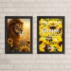 Kit 2 Quadros Leão Que Eu Seja Como O girassol 33x24cm - Com