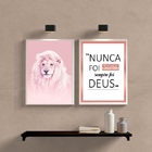 Kit 2 Quadros Leão Rosa Nunca Foi sorte 45x34cm - Com Vidro M