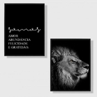 Kit 2 Quadros Leão Somos amor 24x18cm - Com Vidro Moldura:mad