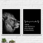 Kit 2 Quadros Leão Somos amor 24x18cm Moldura:madeira Preta