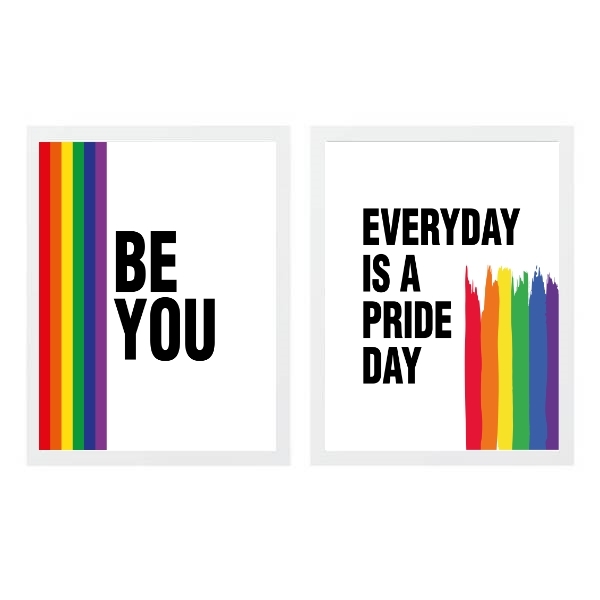 Kit 2 Quadros Lgbt Everyday Be You 45x34cm Moldura:madeira Br