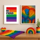 Kit 2 Quadros Lgbt Gay - Leões Be Proud 33x24cm - Com Vidro M