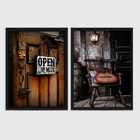 Kit 2 Quadros Live Music Violão Vintage 24x18cm - Com Vidro M