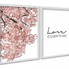 Kit 2 Quadros Love Is Everything - Árvore Rosa 33x24cm - Com