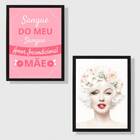 Kit 2 Quadros Mãe Amor - Marilyn Monroe 24x18cm - Com Vidro M