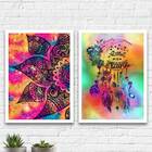 Kit 2 Quadros Mandala Nothing Is Impossible 24x18cm Moldura:m