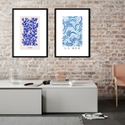 Kit 2 Quadros Mar E Coral Azul - 60x48cm Moldura:madeira Bran