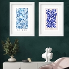 Kit 2 Quadros Mar E Coral Azul - 60x48cm Moldura:madeira Bran