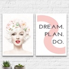 Kit 2 Quadros Marilyn Dream Plan Do 24x18cm Moldura:madeira P