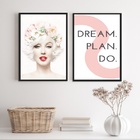 Kit 2 Quadros Marilyn Dream Plan Do 33x24cm - Com Vidro Moldu