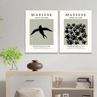 Kit 2 Quadros Matisse Andorinha E Coral 45x34cm - Com Vidro M