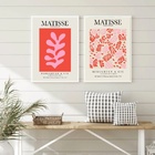 Kit 2 Quadros Matisse - Coral  Floral 45x34cm - Com Vidro Mol